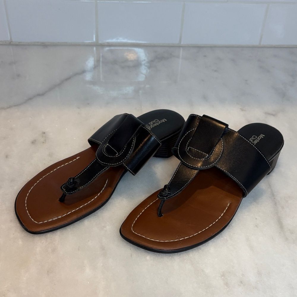 Montego Bay Club Sandals Leather Collection Thong Slides - Size 8